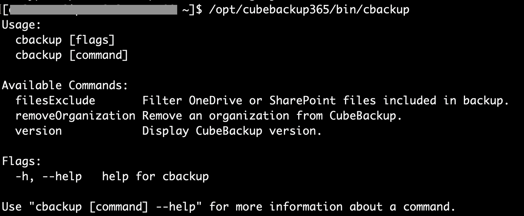 command manual of cbackup